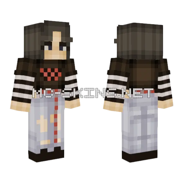 Brown Hair With Red Accents Minecraft skin, front and back