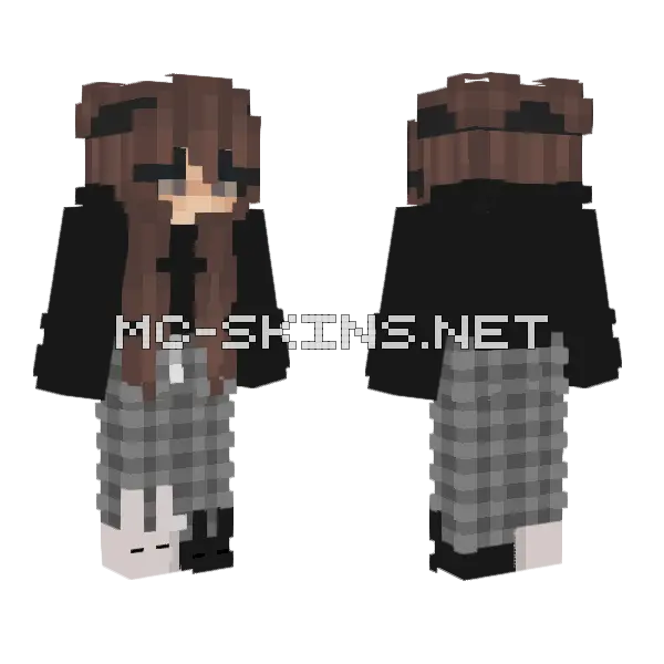 Brown Hat Girl Minecraft skin, front and back