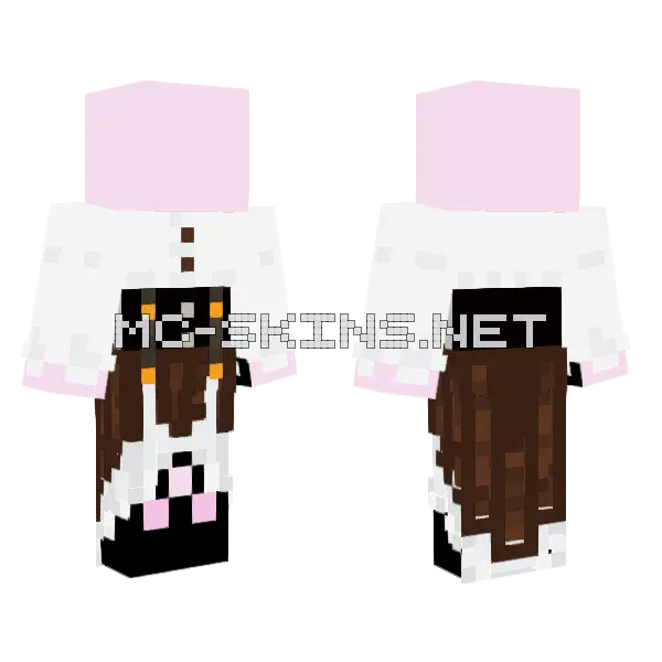 Brown Maid Outfit Minecraft skin, front and back