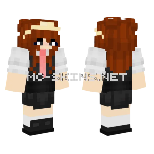 Brown Maid Outfit Minecraft skin, front and back