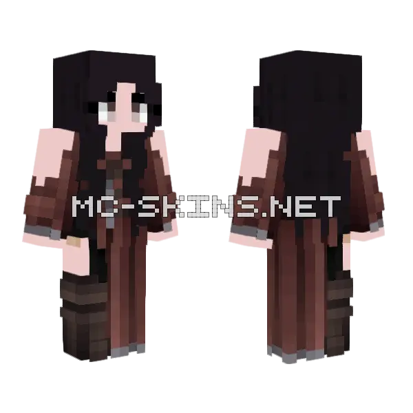 Brown Maid Outfit Minecraft skin, front and back