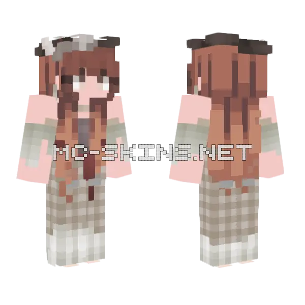 Brown Plaid Girl Minecraft skin, front and back