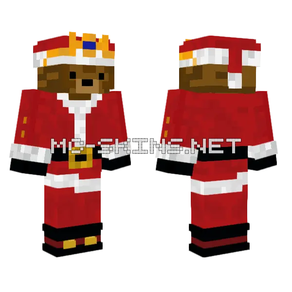 Brown Santa Bear With Crown Minecraft skin, front and back
