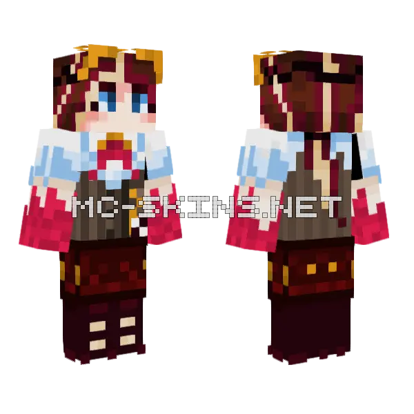 Brown Steampunk Girl Minecraft skin, front and back