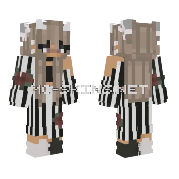 Brown Striped Outfit Minecraft skin, front and back