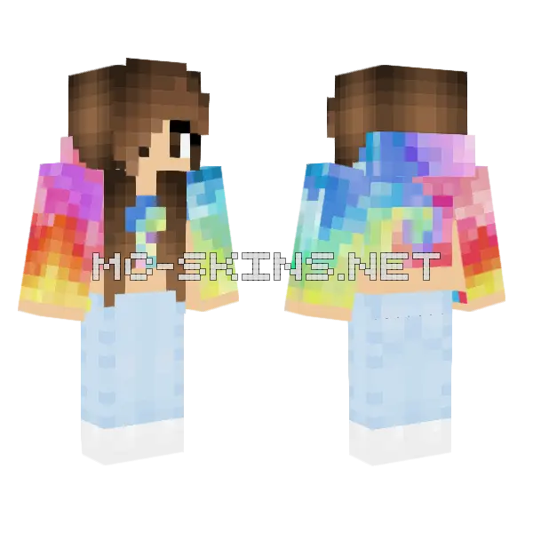 Brunette Tie Dye Hoodie Minecraft skin, front and back