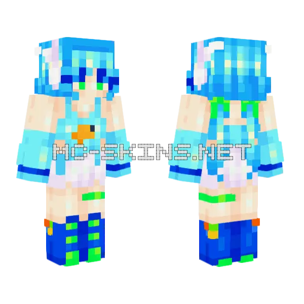 Bubble Gum Frutiger Aero Minecraft skin, front and back