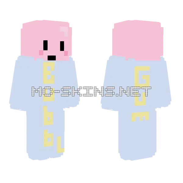 Bubble Gum Head Cool Effect Minecraft skin, front and back