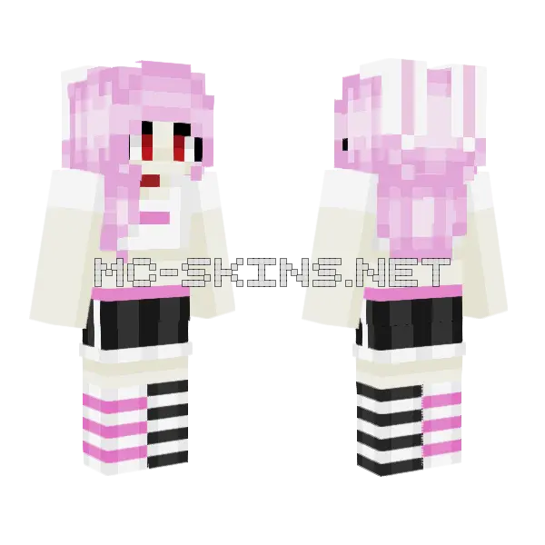 Bubblegum Bunny Girl Minecraft skin, front and back