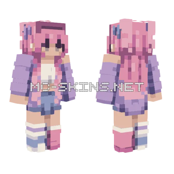 Bubblegum Dreams Minecraft skin, front and back