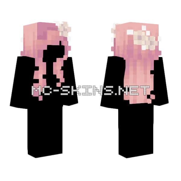 Bubblegum Pink Wavy Flowers Minecraft skin, front and back