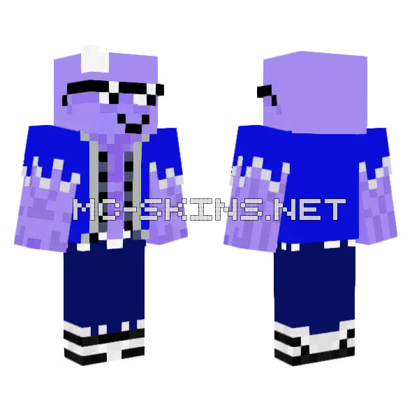 Buff Blue Axolotl Minecraft skin, front and back