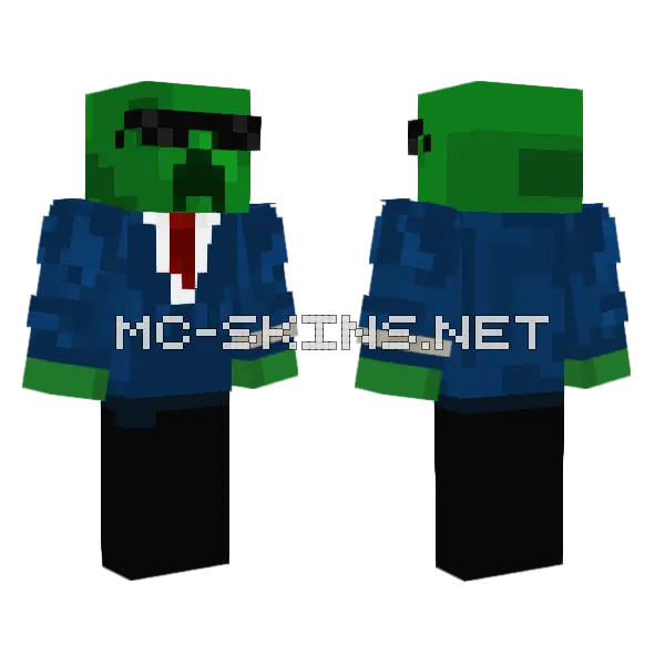 Buff Creeper Suit Minecraft skin, front and back