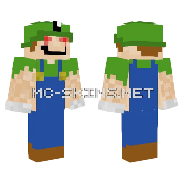 Buff Luigi Super Saiyan Minecraft skin, front and back