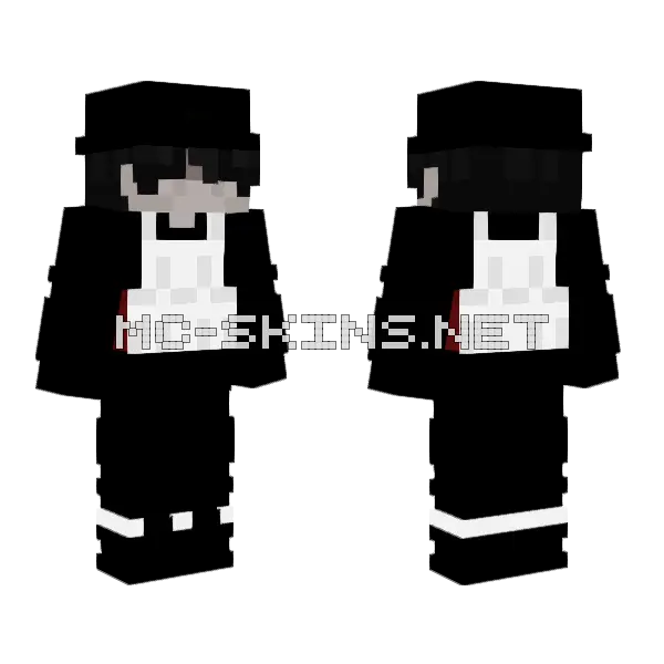 Bulletproof White Vest Boy Minecraft skin, front and back