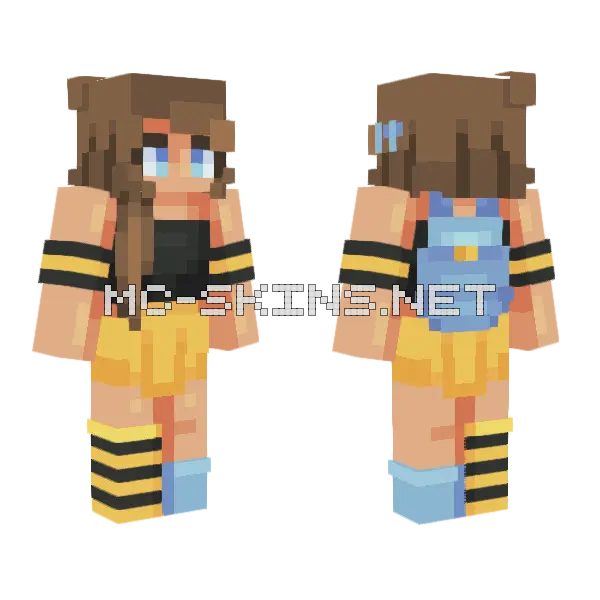 Bumblebee Girl Minecraft skin, front and back