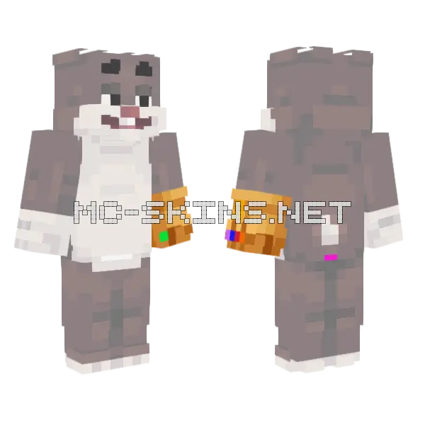 Bunny Cartoon Meme Thanos Minecraft skin, front and back