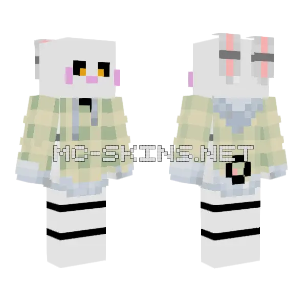 Bunny With Sweatshirt Poncho Minecraft skin, front and back