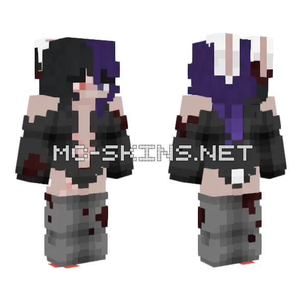 Bunny Yandere Minecraft skin, front and back