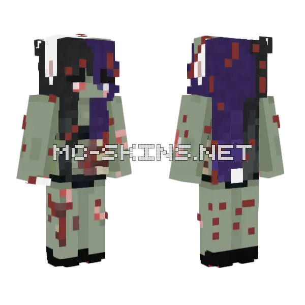 Bunny Zombie 2.0 Minecraft skin, front and back