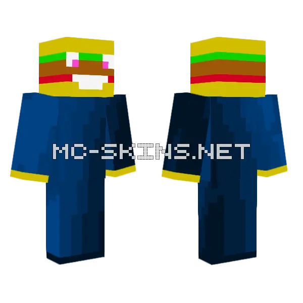 Burger Man Minecraft skin, front and back
