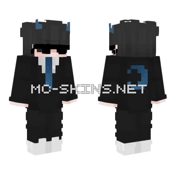 Business Blue Outfit Minecraft skin, front and back