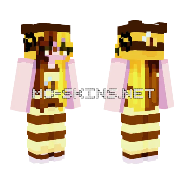 Busy Bee Mob Series Minecraft skin, front and back