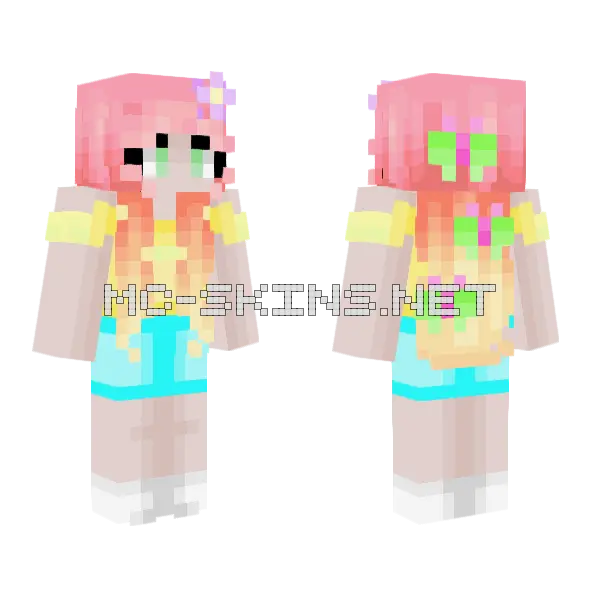 Butterfly Sunset Girl Minecraft skin, front and back