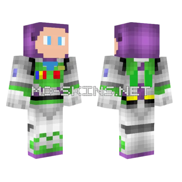 Buzz Lightyear Minecraft skin, front and back