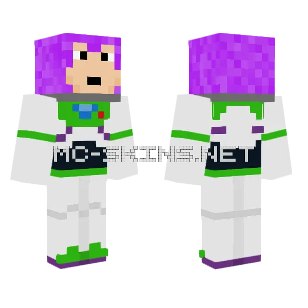 Buzz Lightyear Minecraft skin, front and back