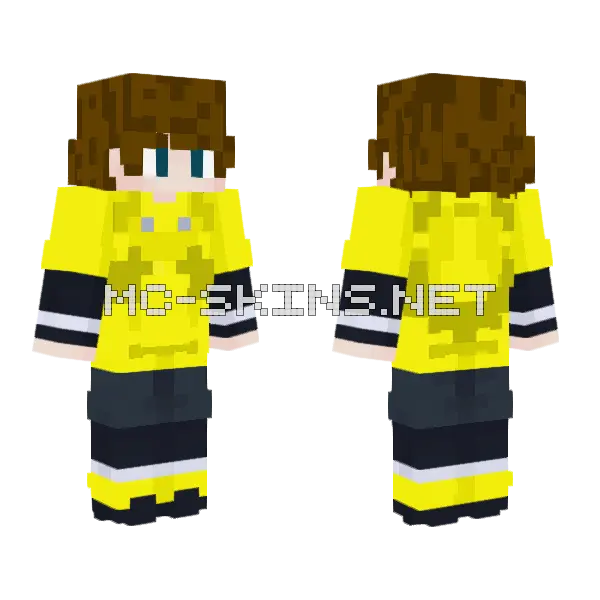 Bvbyamiyamibvb Yellow Outfit Minecraft skin, front and back