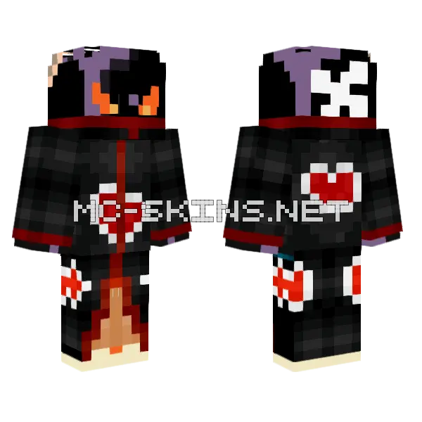 Bybairus Akatsuki Cloak Minecraft skin, front and back