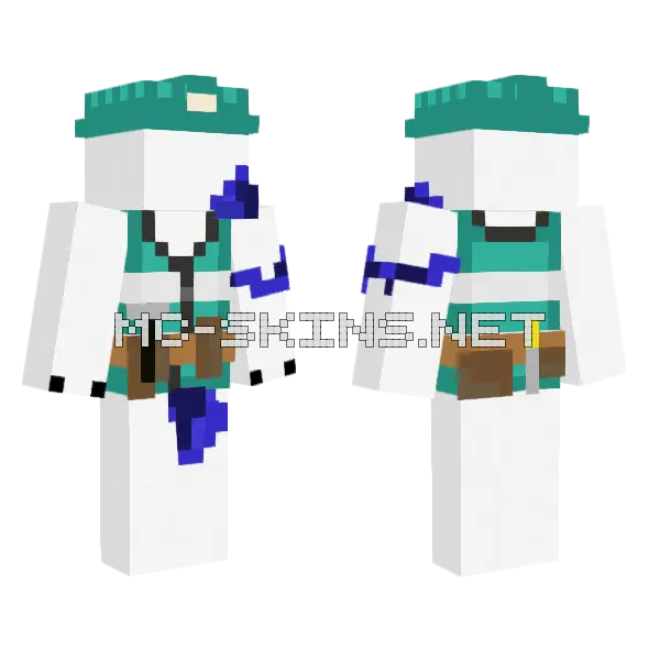 C Teal Blooded Up Minecraft skin, front and back