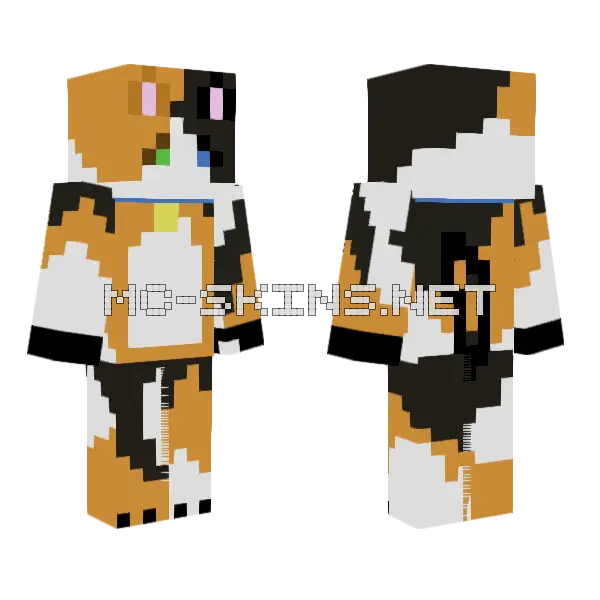 Calico Cat Minecraft skin, front and back