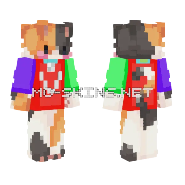 Calico Cat Minecraft skin, front and back