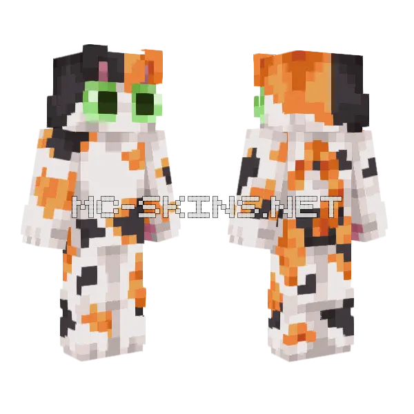 Calico Cat Minecraft skin, front and back