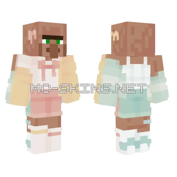 Calm Villager Minecraft skin, front and back