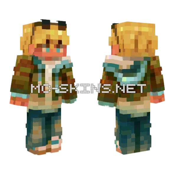 Camo Hoodie and Bleached Jeans Minecraft skin, front and back