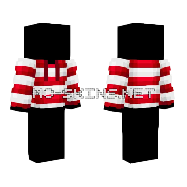 Candy Cane Stripe Sweater Minecraft skin, front and back