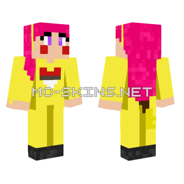 Candy Pikachu Minecraft skin, front and back