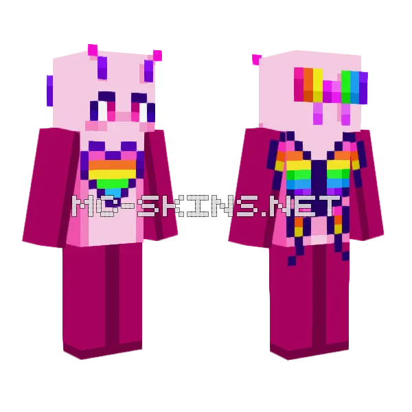 Candy The Rainbow Butterfly Minecraft skin, front and back
