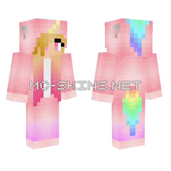 Caola12 Rainbow Hair Minecraft skin, front and back