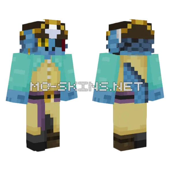 Capitao Aqua Pirata Minecraft skin, front and back
