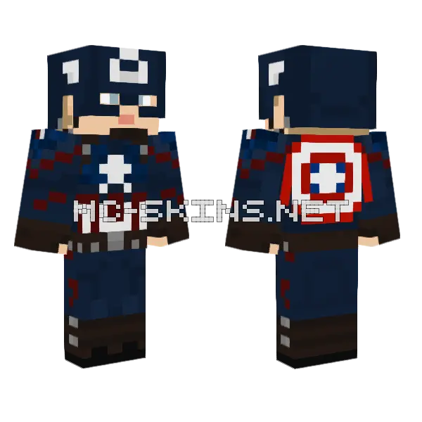 Captain America Endgame V3 Minecraft skin, front and back