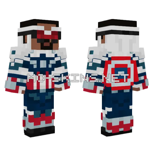 Captain America Sam Wilson Minecraft skin, front and back