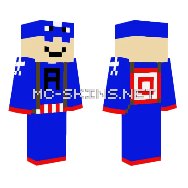 Captain America Suit Minecraft skin, front and back