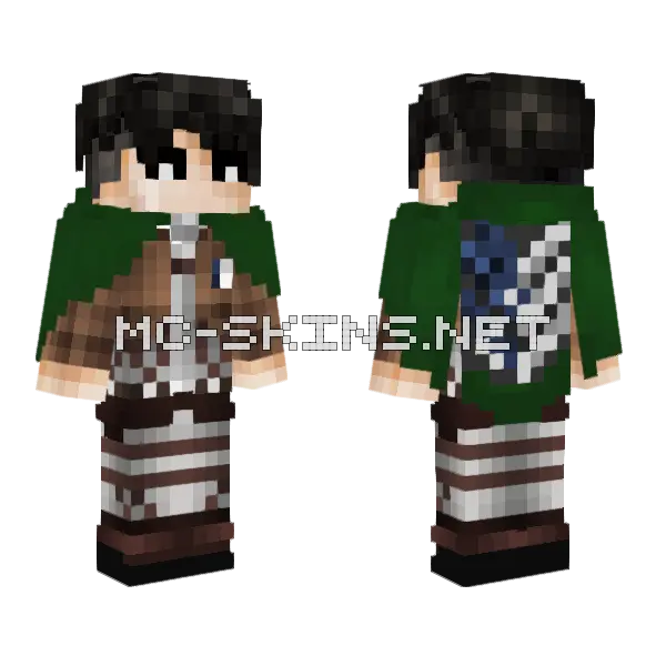 Captain Levi Ackerman AOT Minecraft skin, front and back
