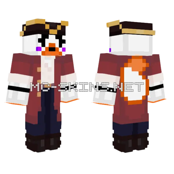 Captain Lolbit Minecraft skin, front and back