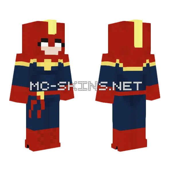 Captain Marvel Mask Minecraft skin, front and back