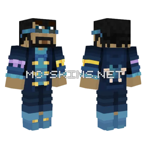 CaptainSparklez Blue Bats Minecraft skin, front and back